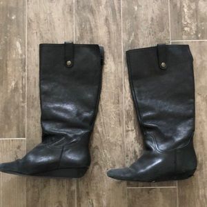 Black leather tall boots by Steve Madden size 8